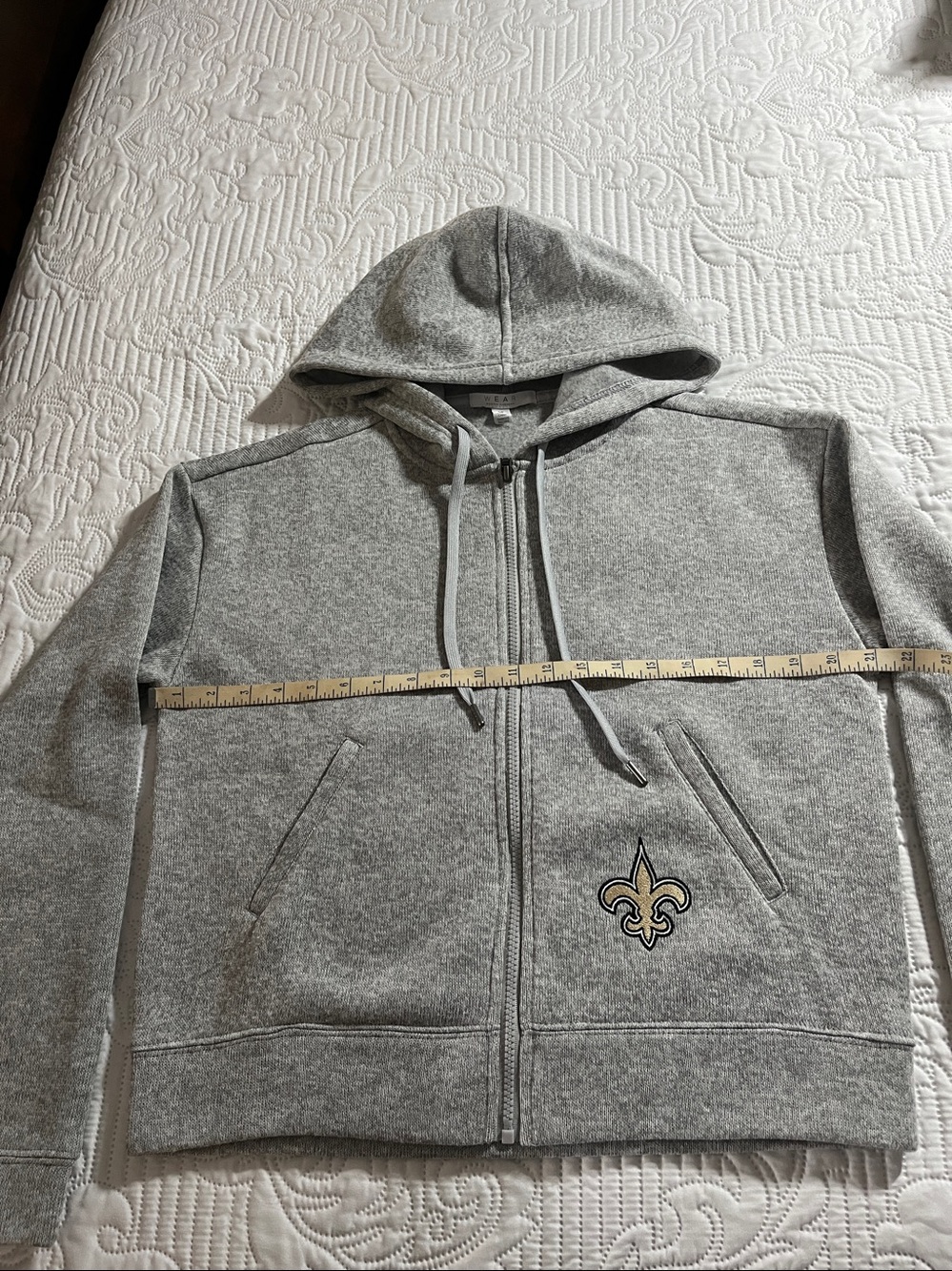 New Orleans Saints Gray Full-Zip Hoodie with Fleur-de-Lis by Erin Andrews